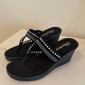 Skechers Women's Black Wedge Sandals